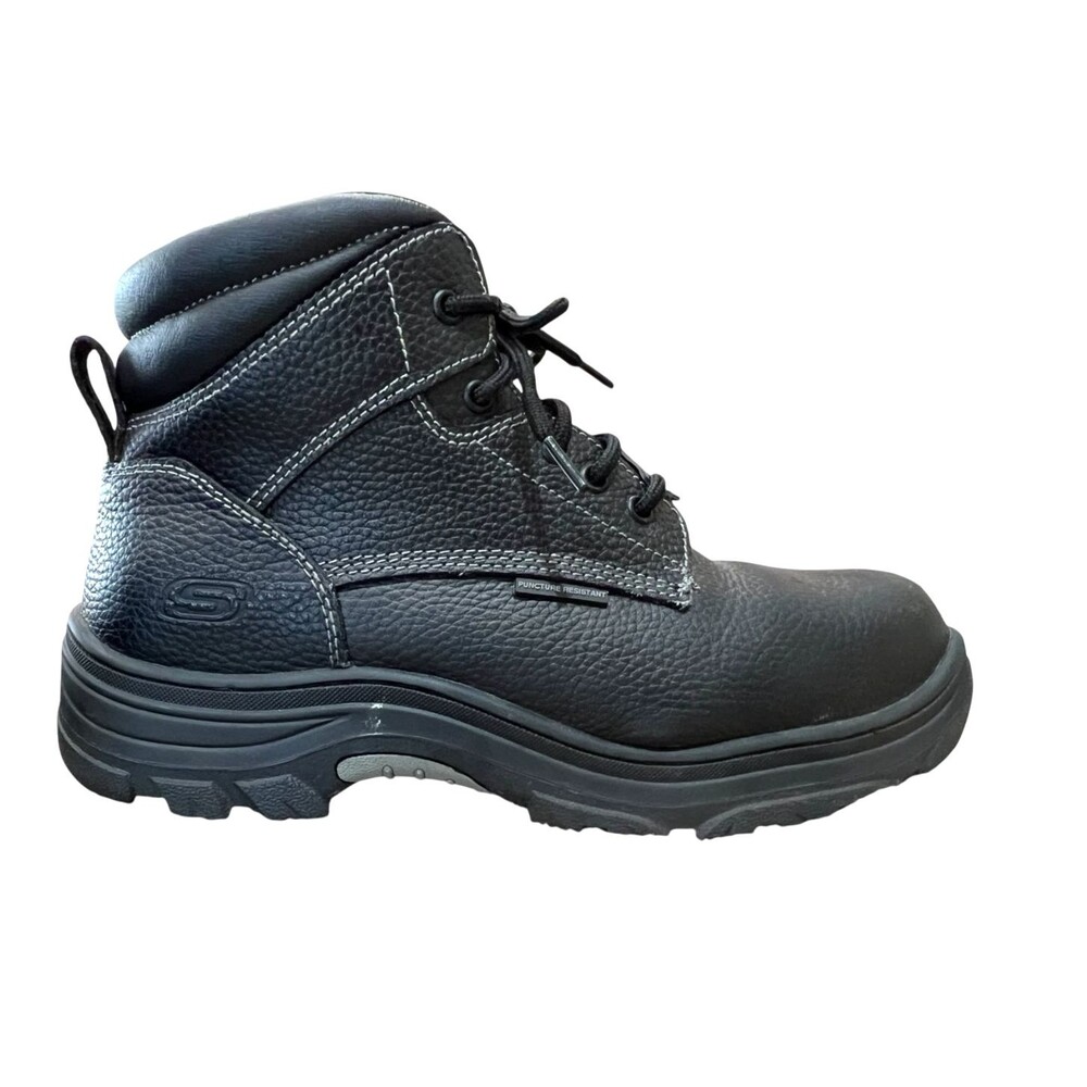 Skechers Men's 77143W Black Burgin Tarlac Steel Toe Work Boot  US 11.5